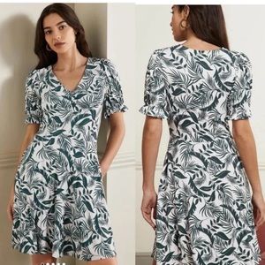 Boden V-Neck Jersey Dress In Midnight Garden Tropic Foliage Women Size 14R